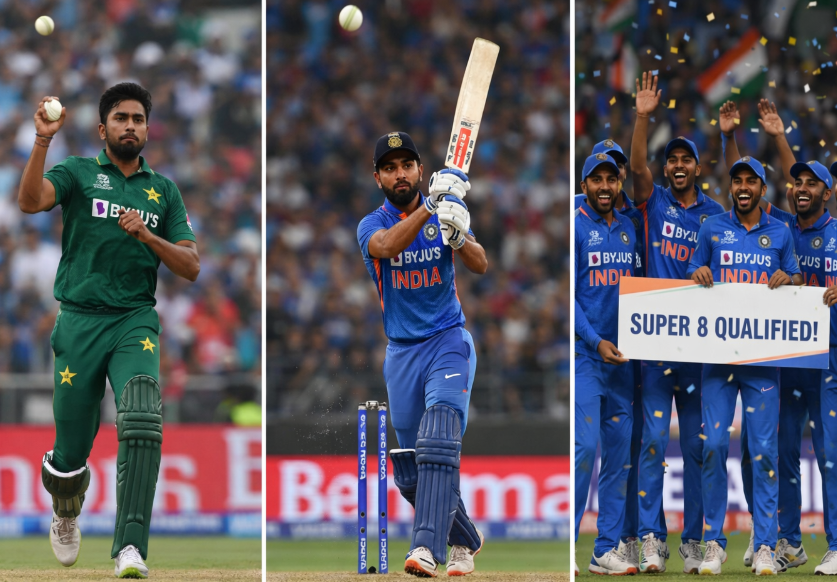 "India vs Pakistan T20 World Cup 2026 action at R. Premadasa Stadium with Ishan Kishan, Axar Patel, and Jasprit Bumrah in key moments"