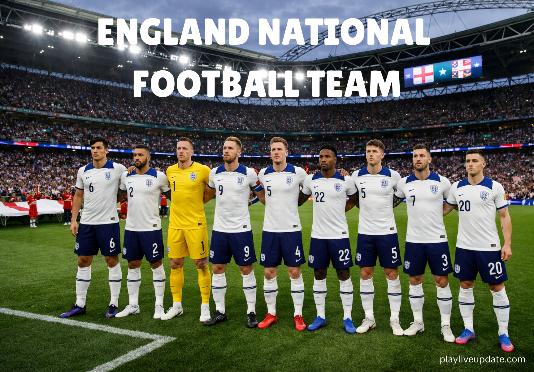 England national football team lineup at Wembley Stadium during an international match