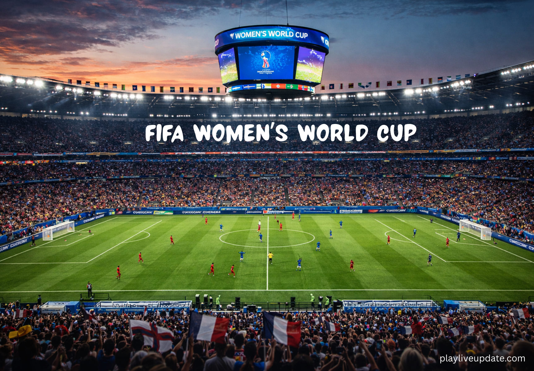 Fans in stadium watching FIFA Women’s World Cup match