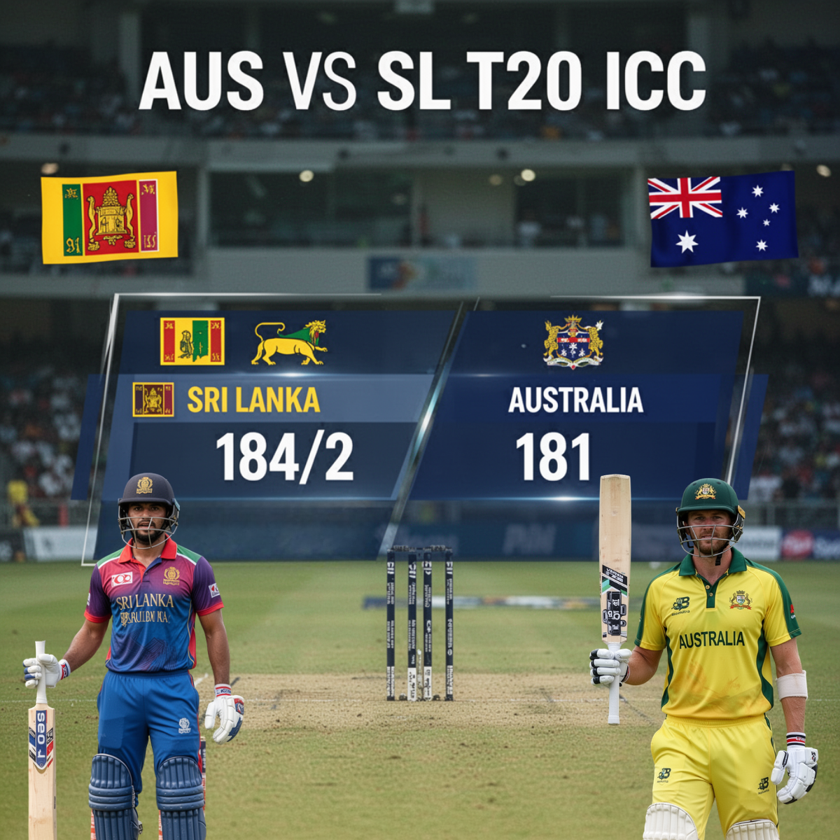 Pathum Nissanka hitting a match-winning shot for Sri Lanka against Australia in ICC Men’s T20 World Cup 2026 at Pallekele Stadium.