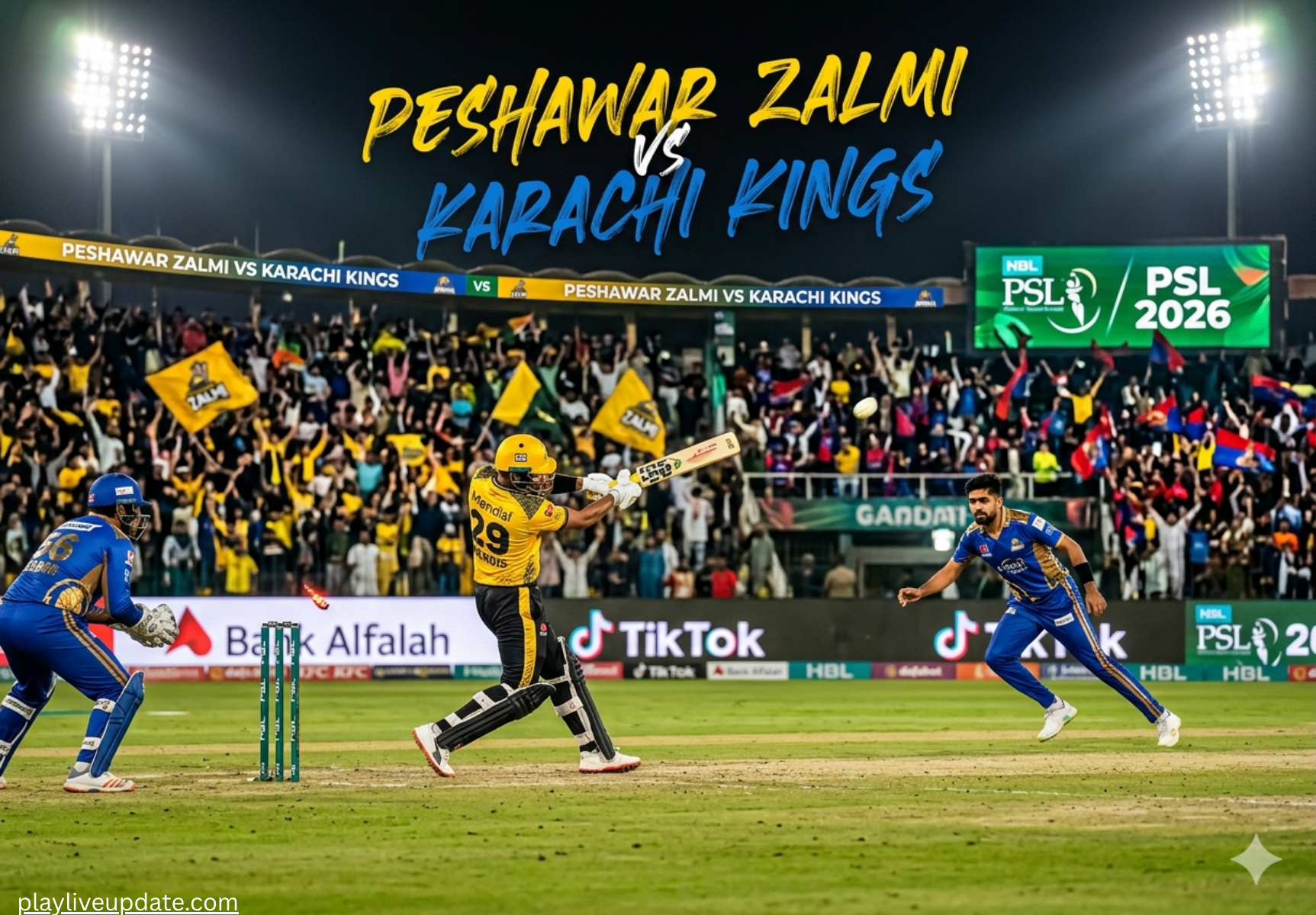 Karachi Kings vs Peshawar Zalmi 17th Match PSL 2026 - Babar Azam and Kusal Mendis in action