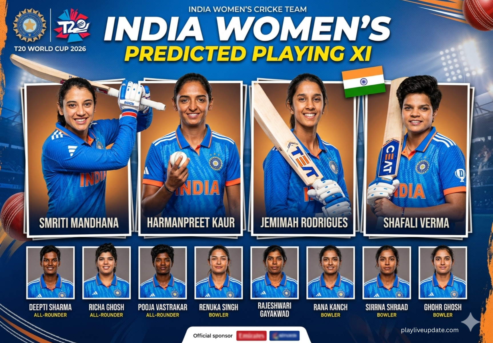 India Women predicted playing XI for Women’s T20 World Cup 2026 against Pakistan