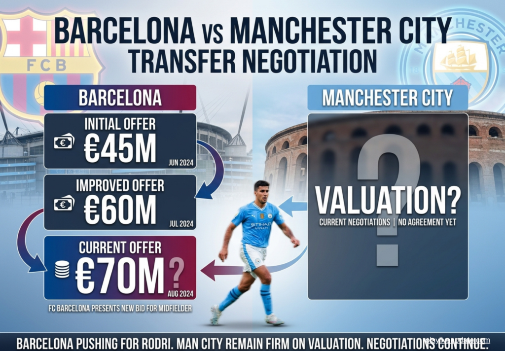 Barcelona transfer offers for Rodri and Manchester City's valuation