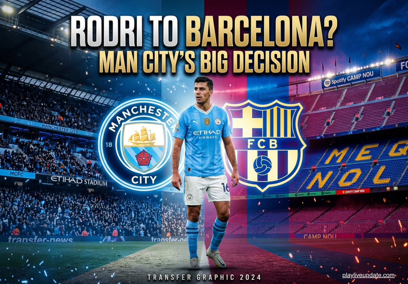 Rodri to Barcelona transfer as Manchester City face major midfield decision